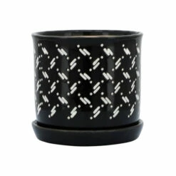 Hot Sale ❤️ Sagebrook Home Set Of 2 6, 8" Dots Planter With Saucer, Black 8.0"H - 8.0" X 8.0" X 8.0" 👏 -Sagebrook Home Online Shop unnamed file 1570