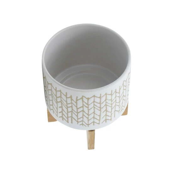 Outlet π― Sagebrook Home 8" Chevron Planter With Wood Stand, Beige 9.0"H - 8.0" X 8.0" X 9.0" π€© 7 Outlet π― Sagebrook Home 8" Chevron Planter With Wood Stand, Beige 9.0"H - 8.0" X 8.0" X 9.0" π€© - Image 5