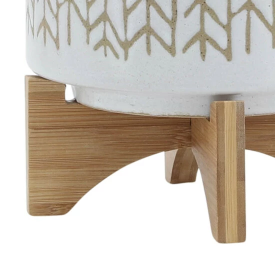 Outlet π― Sagebrook Home 8" Chevron Planter With Wood Stand, Beige 9.0"H - 8.0" X 8.0" X 9.0" π€© 10 Outlet π― Sagebrook Home 8" Chevron Planter With Wood Stand, Beige 9.0"H - 8.0" X 8.0" X 9.0" π€© - Image 8