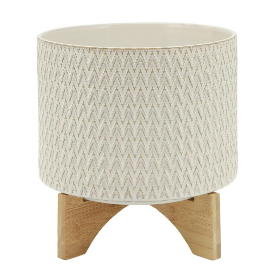 Discount π€© Sagebrook Home Ceramic 10" Chevron Planter On Stand, Ivory 9"H - 11.0" X 11.0" X 9.0" π 3 Discount π€© Sagebrook Home Ceramic 10" Chevron Planter On Stand, Ivory 9"H - 11.0" X 11.0" X 9.0" π