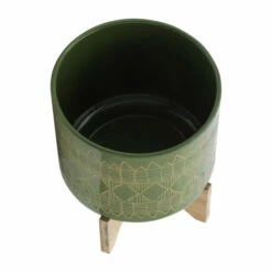 Best Pirce 🥰 Sagebrook Home Ceramic 10" Aztec Planter On Wooden Stand, Olive 11.0"H - 10.0" X 10.0" X 11.0" ⭐ -Sagebrook Home Online Shop unnamed file 1620