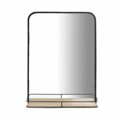 Cheapest 🔔 Sagebrook Home Metal, 18x24 Mirror With Folding Shelf, Black, Brown 24.0"H - 18.0" X 3.75" X 24.0" 🔔