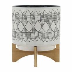 Buy 🧨 Sagebrook Home Ceramic 10" Aztec Planter On Wooden Stand, Gray 11.0"H - 10.0" X 10.0" X 11.0" 🔥 -Sagebrook Home Online Shop unnamed file 1644