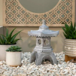 Best deal ❤️ Sagebrook Home 17" Temple Lighthouse Deco, Gray 17"H 🎉
