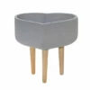 Outlet 🔥 Sagebrook Home Ceramic 11" Heart Planter With Wooden Legs, Gray 12"H - 11.0" X 11.0" X 12.0" 🔥