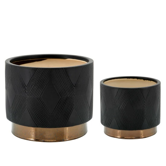 Hot Sale ⌛ Sagebrook Home Set Of 2 Diamond Metallic Planters 6, 8", Black 7"H - 8.0" X 8.0" X 7.0" ✔️ 3 Hot Sale ⌛ Sagebrook Home Set Of 2 Diamond Metallic Planters 6, 8", Black 7"H - 8.0" X 8.0" X 7.0" ✔️