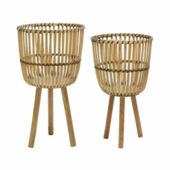 Cheap 😀 Sagebrook Home Set Of 2 Wicker Footed Planters 10, 12", Natural 23"H - 12.0" X 12.0" X 23.0" 🔔 -Sagebrook Home Online Shop unnamed file 1695