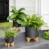 Wholesale 😍 Sagebrook Home 8" Textured Planter With Stand, Black 7.0"H - 8.0" X 8.0" X 7.0" ✔️
