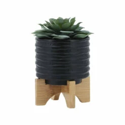Outlet 👍 Sagebrook Home 5" Textured Planter With Stand, Black 5.0"H - 6.0" X 6.0" X 5.0" ✔️ -Sagebrook Home Online Shop unnamed file 1720