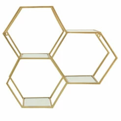 Brand new ⭐ Sagebrook Home Metal, 28" Mirrored Honeycomb Wall Shelf, Gold 28.0"H - 28.0" X 7.0" X 28.0" 🌟 -Sagebrook Home Online Shop unnamed file 1744