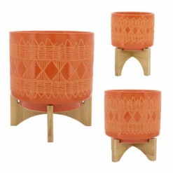 Top 10 🔥 Sagebrook Home Ceramic 10" Aztec Planter On Wooden Stand, Orange 11.0"H - 10.0" X 10.0" X 11.0" ⭐ -Sagebrook Home Online Shop unnamed file 1752