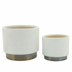 Top 10 ๐คฉ Sagebrook Home Set Of 2 Diamond Metallic Planters 6, 8", White 7"H - 8.0" X 8.0" X 7.0" ๐