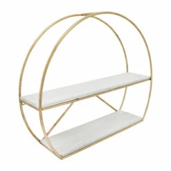 Buy 😍 Sagebrook Home Metal, Wood, 19"h 2-layered Wall Shelf, White, Gold 19.0"H - 23.0" X 6.0" X 19.0" 🤩