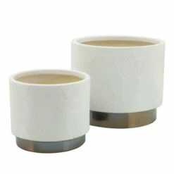 Top 10 🤩 Sagebrook Home Set Of 2 Diamond Metallic Planters 6, 8", White 7"H - 8.0" X 8.0" X 7.0" 👏 -Sagebrook Home Online Shop unnamed file 181
