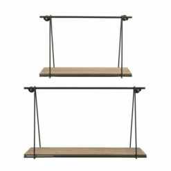Deals ✔️ Sagebrook Home Metal, Wood, Set Of 2 12, 14"h Swing Like Wall Shelves, B 14.0"H - 24.0" X 7.0" X 14.0" 🎁