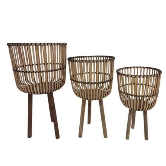 New 𧨠Sagebrook Home Set Of 3 Bamboo Footed Planters 11, 13, 15", Natural 26.0"H - 15.0" X 15.0" X 26.0" β€οΈ 4 New 𧨠Sagebrook Home Set Of 3 Bamboo Footed Planters 11, 13, 15", Natural 26.0"H - 15.0" X 15.0" X 26.0" β€οΈ - Image 2