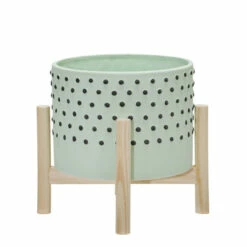 Deals 🛒 Sagebrook Home 8" Ceramic Dotted Planter With Wood Stand, Green 9.0"H - 8.0" X 8.0" X 9.0" 🤩 -Sagebrook Home Online Shop unnamed file 1852