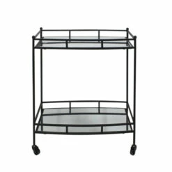 Budget 😀 Sagebrook Home Metal 28" 2 Tier Bar Cart, Black 28.0"H - 23.0" X 14.0" X 28.0" 🔔