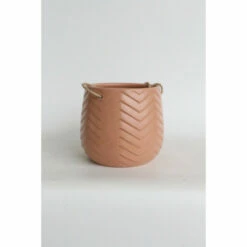 New 🎁 Sagebrook Home Ceramic 6" Chevron Hanging Planter, D.rose 6"H - 7.0" X 7.0" X 6.0" ⌛