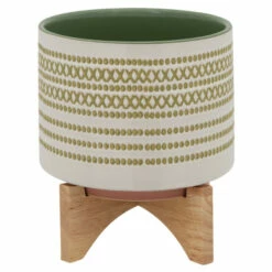 Discount ❤️ Sagebrook Home Set Of 2 5,8" Aztec Planter With Wood Stand, Olive - 7.75" X 7.75" X 10.5" 🥰 -Sagebrook Home Online Shop unnamed file 1922