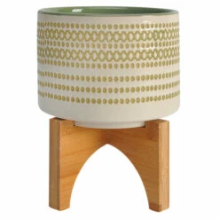 Discount ❤️ Sagebrook Home Set Of 2 5,8" Aztec Planter With Wood Stand, Olive - 7.75" X 7.75" X 10.5" 🥰 -Sagebrook Home Online Shop unnamed file 1923