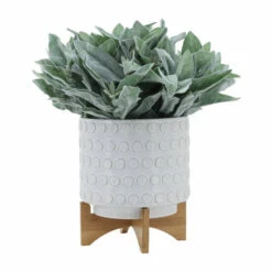 Best Pirce 🔥 Sagebrook Home Ceramic 10" Planter On Wooden Stand, Ivory 12.0"H - 10.0" X 10.0" X 12.0" 😍 -Sagebrook Home Online Shop unnamed file 1926