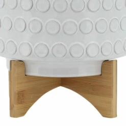 Best Pirce 🔥 Sagebrook Home Ceramic 10" Planter On Wooden Stand, Ivory 12.0"H - 10.0" X 10.0" X 12.0" 😍 -Sagebrook Home Online Shop unnamed file 1930