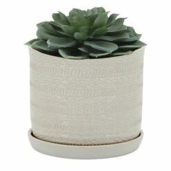 New 🧨 Sagebrook Home Set Of 2 Tribal Planter With Saucer 6, 8", White 8"H - 8.0" X 8.0" X 8.0" 🤩 -Sagebrook Home Online Shop unnamed file 1955