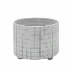 Outlet 🎉 Sagebrook Home Set Of 2 Checkered Footed Planters 10, 12" White 12"H - 12.0" X 12.0" X 12.0" ⭐ -Sagebrook Home Online Shop unnamed file 1982