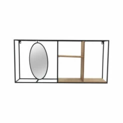 Best Pirce 🔔 Sagebrook Home Metal, Wood 34"l Wall Shelf With Mirror, Black, Brow 16.0"H - 34.0" X 5.5" X 16.0" ❤️ -Sagebrook Home Online Shop unnamed file 1996