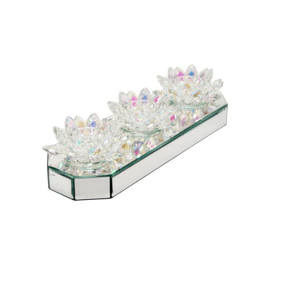 Promo โ๏ธ Sagebrook Home Glass 13" 3 Lotus Mirrored Candle Holder, Rainbow ๐ฅ 4 Promo โ๏ธ Sagebrook Home Glass 13" 3 Lotus Mirrored Candle Holder, Rainbow ๐ฅ - Image 3