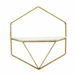 Discount 🔥 Sagebrook Home Set Of 2 Metal , Wood Hexagon Wall Shelves, Gold, Wht 16.75"H - 17.0" X 6.75" X 16.75" ❤️ -Sagebrook Home Online Shop unnamed file 2021