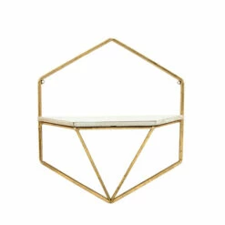 Discount 🔥 Sagebrook Home Set Of 2 Metal , Wood Hexagon Wall Shelves, Gold, Wht 16.75"H - 17.0" X 6.75" X 16.75" ❤️ -Sagebrook Home Online Shop unnamed file 2022