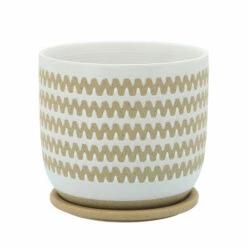 Top 10 🛒 Sagebrook Home 8" Zig-zag Planter With Saucer, White 7"H - 8.0" X 8.0" X 7.0" 🛒