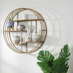 Promo 🔔 Sagebrook Home Round 31.5" Wood , Metal Wallshelf, Bronze 31.5"H - 31.5" X 7.25" X 31.5" ⭐ -Sagebrook Home Online Shop unnamed file 2035