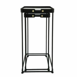 Budget 🥰 Sagebrook Home Metal, Set Of 2 23, 25"h Square Side Tables With Smokey Gl 25.0"H - 13.0" X 12.0" X 25.0" ⭐ -Sagebrook Home Online Shop unnamed file 2039