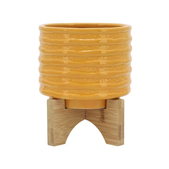 Cheap ⭐ Sagebrook Home Ceramic 5" Textured Planter With Stand, Mustard 5"H - 6.0" X 6.0" X 5.0" ✨ 3 Cheap ⭐ Sagebrook Home Ceramic 5" Textured Planter With Stand, Mustard 5"H - 6.0" X 6.0" X 5.0" ✨