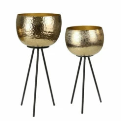 Wholesale 🥰 Sagebrook Home Set Of 2 Iron 26", 22" 🔨 Hammered Bowlplanters, Gold, Black 26"H - 12.0" X 12.0" X 26.0" 😀 -Sagebrook Home Online Shop unnamed file 2067