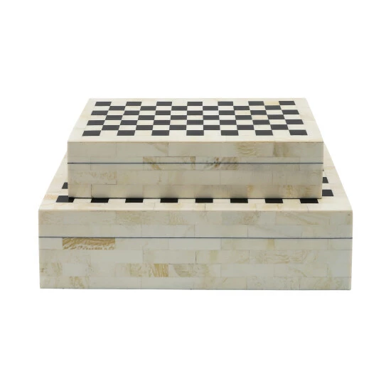 Hot Sale 🥰 Sagebrook Home Resin Set Of 2 Checkered Boxes, Black, White 4"H - 12.0" X 8.0" X 4.0" ✔️ 4 Hot Sale 🥰 Sagebrook Home Resin Set Of 2 Checkered Boxes, Black, White 4"H - 12.0" X 8.0" X 4.0" ✔️ - Image 2