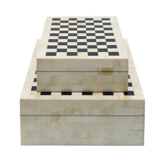 Hot Sale 🥰 Sagebrook Home Resin Set Of 2 Checkered Boxes, Black, White 4"H - 12.0" X 8.0" X 4.0" ✔️ 5 Hot Sale 🥰 Sagebrook Home Resin Set Of 2 Checkered Boxes, Black, White 4"H - 12.0" X 8.0" X 4.0" ✔️ - Image 3