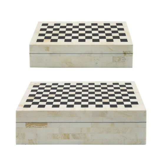 Hot Sale 🥰 Sagebrook Home Resin Set Of 2 Checkered Boxes, Black, White 4"H - 12.0" X 8.0" X 4.0" ✔️ 6 Hot Sale 🥰 Sagebrook Home Resin Set Of 2 Checkered Boxes, Black, White 4"H - 12.0" X 8.0" X 4.0" ✔️ - Image 4
