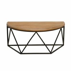 Promo 👏 Sagebrook Home Wood , Metal 16" L Demilune Wall Shelf, Brown 7.0"H - 16.0" X 8.0" X 7.0" ❤️