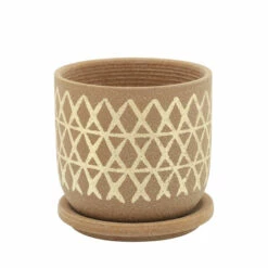 Best deal 🎉 Sagebrook Home 5" Cross Planter With Saucer, Tan 5"H - 5.0" X 5.0" X 5.0" 🧨