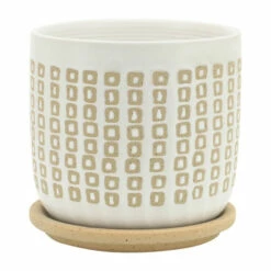 Flash Sale ⌛ Sagebrook Home CeramicSet Of 2 5, 6" Planter With Saucer, Sand - 6.0" X 6.0" X 6.0" 🎁 -Sagebrook Home Online Shop unnamed file 2191