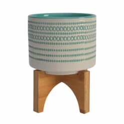 Top 10 ๐งจ Sagebrook Home Ceramic 5" Planter On Stand With Dots, Turquoise 7.0"H - 5.0" X 5.0" X 7.0" ๐