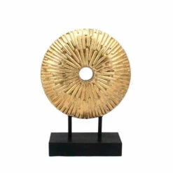 Cheapest 🤩 Sagebrook Home Ec, Gold Metal Disc Sculpture On Base 11.25" 11.25"H - 8.25" X 3.25" X 11.25" ✨