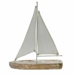 New 👏 Sagebrook Home Wood, 17"h Cloth Sail Boat, Nat 17"H - 14.0" X 4.0" X 17.0" ❤️ -Sagebrook Home Online Shop unnamed file 2213