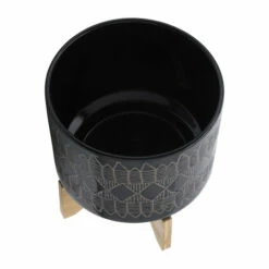 Deals 🧨 Sagebrook Home Ceramic 10" Aztec Planter On Wooden Stand, Black 11.0"H - 10.0" X 10.0" X 11.0" ⭐ -Sagebrook Home Online Shop unnamed file 2263