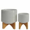 Buy ✨ Sagebrook Home Ceramic Set Of 2 5, 8" Planter On Stand, Speckled White 11.0"H - 8.0" X 8.0" X 11.0" 🤩