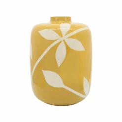 Brand new 🔔 Sagebrook Home Ceramic 14"h Leaf Vase, Yellow 14.0"H ⌛